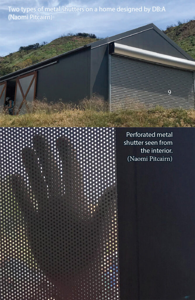 Two types of metal shutters, images by Naomi Pitcairn.