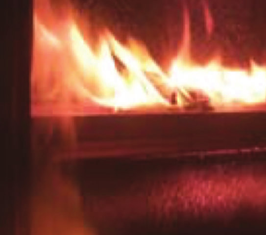 wooden window frame flames.